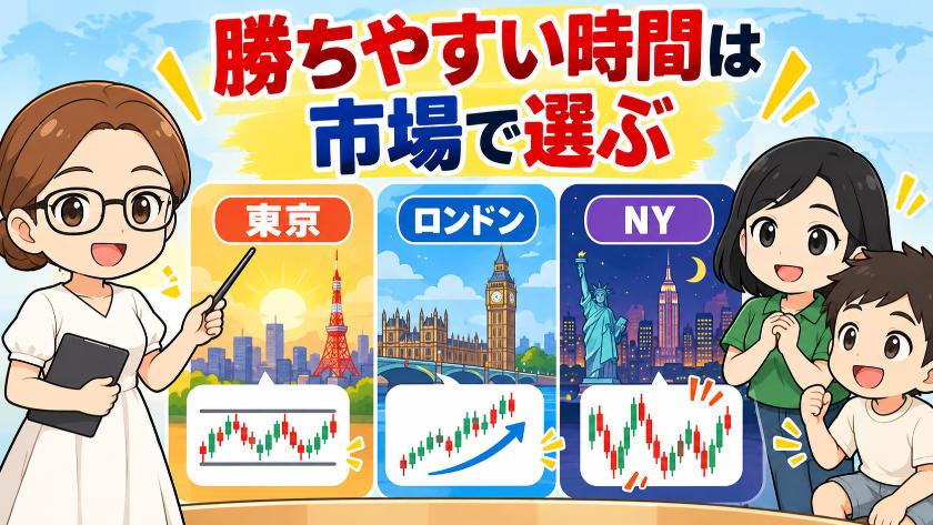 勝ちやすい時間は市場で選ぶ