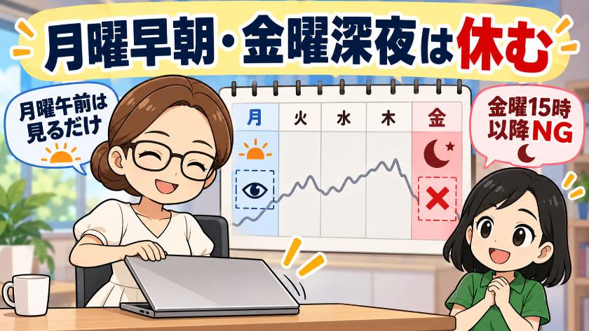 月曜早朝・金曜深夜は休む