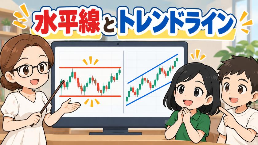 水平線とトレンドライン