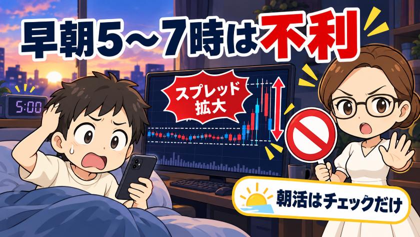 早朝5時から7時は不利